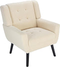 Dolonm Midcentury Modern Teddy Accent Chair with Arms, Upholstered Reading Side Chair Tufted Back Decorative Wingback Chair for Living Room Bedroom (White)