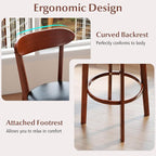 COSTWAY Bar Stool Set of 4, 30.5'' Bar Height Barstools w/Curved Backrest, Faux Leather Cushion & Rubber Wood Frame, Mid Century Modern Island Chairs for Kitchen Bar Cafe, Walnut