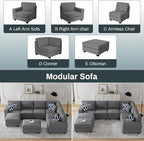 Legend Vansen Modular Sectional Sofa U Shaped Couch with Ottoman Modern Reversible Corner Sectional Couch for Living Room (Dark Grey, U Shaped Sofa-3)