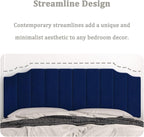 King Size Headboard Only, Velvet Wall Mounted Headboard King for Adjustable Bed Modern Upholstered Head Board Easy Assembly, Navy Blue