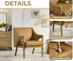 EALSON Modern Accent Chairs Set of 2 Comfy Leather Living Room Chairs with Wooden Frame and Armrest Mid Century Upholstered Reading Lounge Armchairs for Living Room/Bedroom/Reading/Balcony, Brown