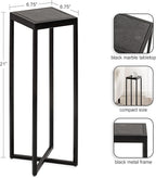 Kate and Laurel Jaspur Modern Square Drink Table, 7 x 7 x 21, Black and Black Marble, Decorative Contemporary Accent Table for Stylish Display and Storage
