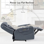 Watson & Whitely Oversized Genuine Leather Power Recliner Chairs for Big and Tall, Extra Wide Lay Flat Recliner with Power Headrest & Cup Holders, Electric Reclining Sofa for Living Room, Navy Blue