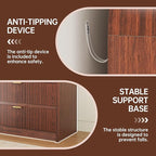 FURSUN Fluted 5 Drawers Dresser for Bedroom, 48" Tall Wooden Modern Dresser with Metal Handle, Curved Profile Design, Storage Organizer for Living Room, Hallway（Dark Walnut）
