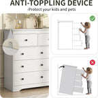 55 Inch Wide White Dresser for Bedroom, 9 Drawer Dresser with Large Drawers, Wood Chest for Living Room, Hallway