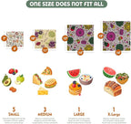 Akeeko Reusable Beeswax Food Wraps - Assorted 9 Packs, Reusable, Plastic-Free Food Storage, 5 Small, 2 Medium, 1 Large, 1 Extra Large Wraps with Plants and Boho Birds Pattern