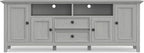 SIMPLIHOME Amherst 72-inch Wide Solid Wood TV Stand in Fog Grey, Transitional-Style Media Console for Living Room with Cable Management and Adjustable Shelves, Fits 80" TVs