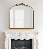 Kate and Laurel Arendahl Ornate Traditional Square Arched Mirror; 28 x 30; Antique Gold; Decorative Baroque Style Arch Vintage Mirror with Wide Frame and Ornamental Crown
