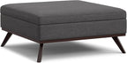 SIMPLIHOME Owen 40 inch Wide Mid Century Modern Square XL Coffee Table Storage Ottoman in Slate Grey Polyester Fabric, Assembled, for The Living Room, Entryway and Family Room