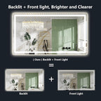 84x40 Inch LED Bathroom Mirror with Lights Front and Backlit Lighted Vanity Mirror for Bathroom Wall with 3 Colors Dimmable Anti-Fog Memory Shatter-Proof IP54 Waterproof Horizontal/Vertical