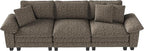 123" Cloud Modular Sectional Sofa, 3-Seater w/Deep Seat & Removable Arms, Plush Chenille for Living Room - Smoky Gray
