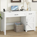 Farmhouse 47" Executive Desk, Computer Desk with Drawers and Storage Cabinet, Workstation for Home Office and Study.(Cream White)