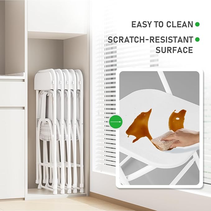 White Folding Chairs 10 Pack,Folding Chairs for Outdoor,Heavy Duty 350lb Capacity Portable Event Plastic Chairs with Steel Frame,Wedding Party Office Dining