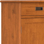 SIMPLIHOME Draper Solid Hardwood 36 inch Wide Mid Century Modern Entryway Storage Cabinet in Teak Brown for The Living Room, Entryway and Family Room