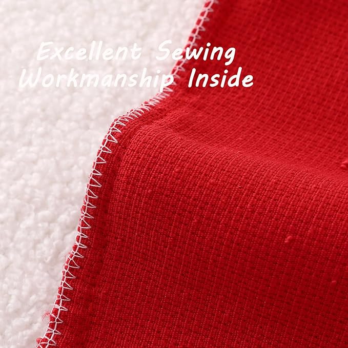 FUTEI Christmas Pack of 2 Red Decorative Throw Pillow Covers 12x20 Inch Soft Cozy Solid Boucle Textured Lumbar Pillow Cases,Modern Home Decor for Couch Bed Living Room