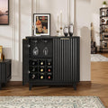 Fluted Coffee Bar Cabinet with Storage, Modern Sideboard Buffet Cabinet with Removable Wine Rack, Drawer, Adjustable Shelf, Black Liquor Cabinets for Living Room, Dining Room, Kitchen, Entryway