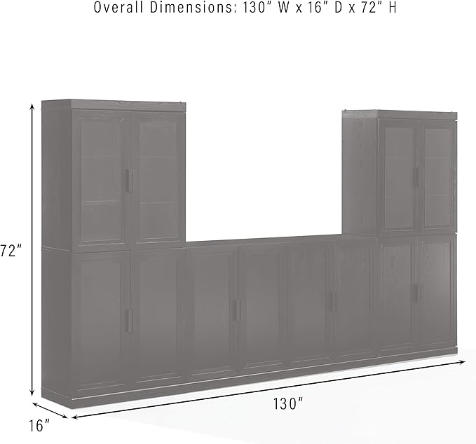 Crosley Furniture Essen 3-Piece Modern Glass Door Sideboard Buffet Cabinet and Kitchen Storage Pantry Set, Black
