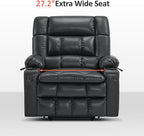 MCombo Dual Motor Power Lift Recliner Chair for Elderly, Lay Flat Lift Chair with Heat and Massage, Extra Wide Lift Recliner for Big People, Cup Holders, Faux Leather R7897 (Black, Medium-Wide)