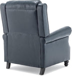 Pushback Recliner Chairs Set of 2, Faux Leather Wingback Recliner Chair, Upholstered Armchair Push Back Recliner with Wood Legs, Rivet Trim Single Sofa Accent Chair for Living Room, Bedroom, Navy