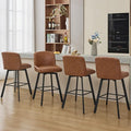 Swivel Bar Stools Set of 4, 30''H Upholstered Barstools with Backs, Modern Counter Height Bar Stool Chairs for Kitchen Island, Metal Legs, Faux Leather, Brown Counter Stools