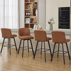 Swivel Bar Stools Set of 4, 30''H Upholstered Barstools with Backs, Modern Counter Height Bar Stool Chairs for Kitchen Island, Metal Legs, Faux Leather, Brown Counter Stools