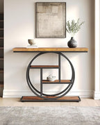 LITTLE TREE Console Table, 4-Tier Entryway Table, 41.3-Inch Industrial Sofa Table for Living Room, Foyer Hallway Table for Entrance, Rustic Brown and Black