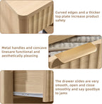 LEYAOYAO 31" Wide Fluted Nightstand with Charging Station, Oversized Extra Large 1 Drawer Night Stand with Golden Handle, Natural Wood Bedside Table Tall End Tables,for Bedroom, Living Room, Hallway