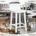 COSTWAY Solid Wood Bar Stools Set of 2, 24.5-inch Counter Height Chairs with Low Back and Footrest, Farmhouse Wooden Armless barstools for Kitchen Island, Dining Room, Cafe, Breakfast, White