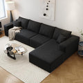 135.4" Cloud Sectional Couch with L-Shape Chaise,Modern Modular Sofa with Deep Seat, Upholstered Couches for Living Room Bedroom Apartments,No Assembly Required, (Black,Right Facing Chaise)