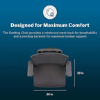 Vari Drafting Chair (VariDesk) - Tall Adjustable Office Chair with Footrest & Rolling Casters - Ergonomic Mesh Back for Lumbar Support - Ideal for Artist, Drafting Desk, or Counter Work - Black