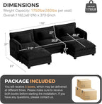 ELUCHANG Oversized 116" Modular Sectional Sofa, Comfy Cloud Couch, U Shaped Deep Seat Sofa Couches for Living Room, 5-Seater Modern Sofa with Movable Ottoman, DIY Combination - Chenille Black