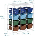 ECR4Kids 4-Tier Storage Rack with 12 Cubby Bins 4x3, Multipurpose Organization, Earthtone