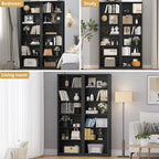 75" Tall Bookshelf & Bookcase, 6-Tier Adjustable Storage Shelves, Book Shelf with Anti-Tipping Device, Floor Standing Modern Display Rack for Living Room, Bedroom, Office, Black