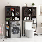 Over The Toilet Storage Cabinet, Farmhouse Storage Cabinet Over Toilet with Sliding Barn Door，Home Space-Saving Toilet Rack, for Bathroom, Restroom, Laundry(Espresso)