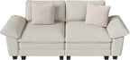 PHI VILLA Indoor Modular Couches Sets, 87.5" Sectional Loveseat Sofa with Upholstered Deep Seat, 2-Seater Comfy Couches for Living Room Bedroom, Chenille Fabric, Beige