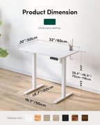 FEZIBO One-Piece Standing Desk Adjustable Height Stand up Home Office Desk, 32x20 Inch Electric Standing Computer Desk, with 4 Memory Presets, Headphone Hook, White