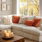 MIULEE Faux Fur Pillow Covers Thick Soft Plush Throw Pillows Luxury Home Decor for Fall Couch Bed Bedroom Living Room Sofa,20x20 Inch Pack of 2 Rust