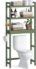 SONGMICS Over The Toilet Storage, 3-Tier Over Toilet Bathroom Organizer with Adjustable Shelf, 10.2 x 24.8 x 66.9 Inches, Space-Saving, Forest Green UBTS001C01