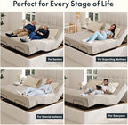 FLEXISPOT S3K-Lite King Size Adjustable Bed Frame Base, Zero Clearance, Independent Head & Foot Incline, Zero Gravity, Wireless Remote, 12’’ Legs, Easy Assemble, 5-Year Warranty, 750 lbs.