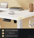 OffiGo Electric Standing Desk with 3-Piece Board, 79 Inch Height Adjustable Large Desk with Power Outlets, Sit Stand Table, Writing Computer Workstation for Home, Office, White