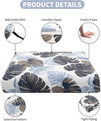 Outdoor Cushion Set for Patio Furniture Deep Seat Chair Cushions Weather Resistant Sofa Chair Pad, 24.4x23.6 Inch, Blue Leaves