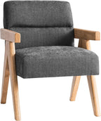 HULALA HOME Modern Accent Chair, Upholstered Arm Chair with Solid Wood Frame, Comfortable Padded Seat and Back, for Living Room, Bedroom, Charcoal