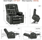 MCombo Dual Motor Large Power Lift Recliner Chair for Elderly, Lay Flat Lift Chair with Heat and Massage, Big Lift Recliner for Tall People, Faux Leather 7896 (Grey, Large)