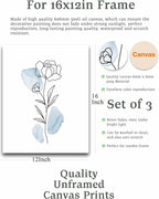 HesenDot Boho Art wall Décor,Botanical Print Set of 3, Blue Gallery Wall art,Abstract Line Watercolor Floral Home Decor,living room,bedroom