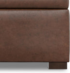 SIMPLIHOME Gabbie 36 inch Wide Contemporary Square Square Coffee Table Storage Ottoman in Distressed Chestnut Brown Vegan Faux Leather, Assembled, for The Living Room, Entryway and Family Room