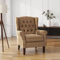 UIXE High Back Accent Chair, Fabric Upholstered Armchair Retro Wingback Arm Chair for Living Room, Comfy Single Sofa Bedroom Retro Reading Seat with Solid Wood Legs - Brown