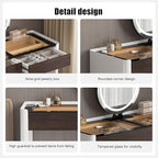 Makeup Vanity Desk with HD Lighted Mirror, 47-Inch Modern Vanity Desk with Mirror and Lights, Featuring 2 Drawers, Lacquer Finish, and Tempered Glass Top for Bedroom (2)