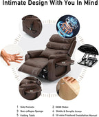 Large Power Lift Chairs Recliners for Elderly with Heated and Massage, Upgraded Dual Motor Lay Flat Recliners, 25in Extra Wide Seat, Folding Tablet, Side Pocket