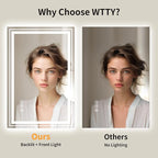 WTTY LED Bathroom Mirror 28"x36" with Backlit and Front Light,Stepless Dimmable LED Mirror for Bathroom,Anti-Fog Lighted Bathroom Vanity Mirror Modern,Memory Function,Shatter-Proof
