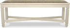 Signature Design by Ashley Bolanburg Casual French Country Upholstered Dining Room Bench with Nailhead Trim, Heavy Woven Fabric, Wood, Antique White & Tan